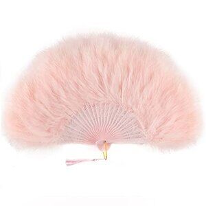 Pink Feather Hand Fan - Elegant Women’s Accessory
